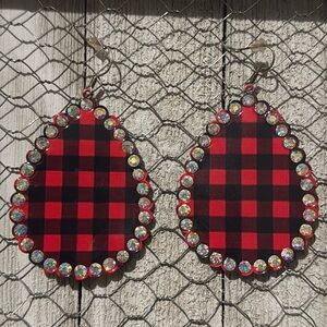 Buffalo Plaid Rhinestone Earrings